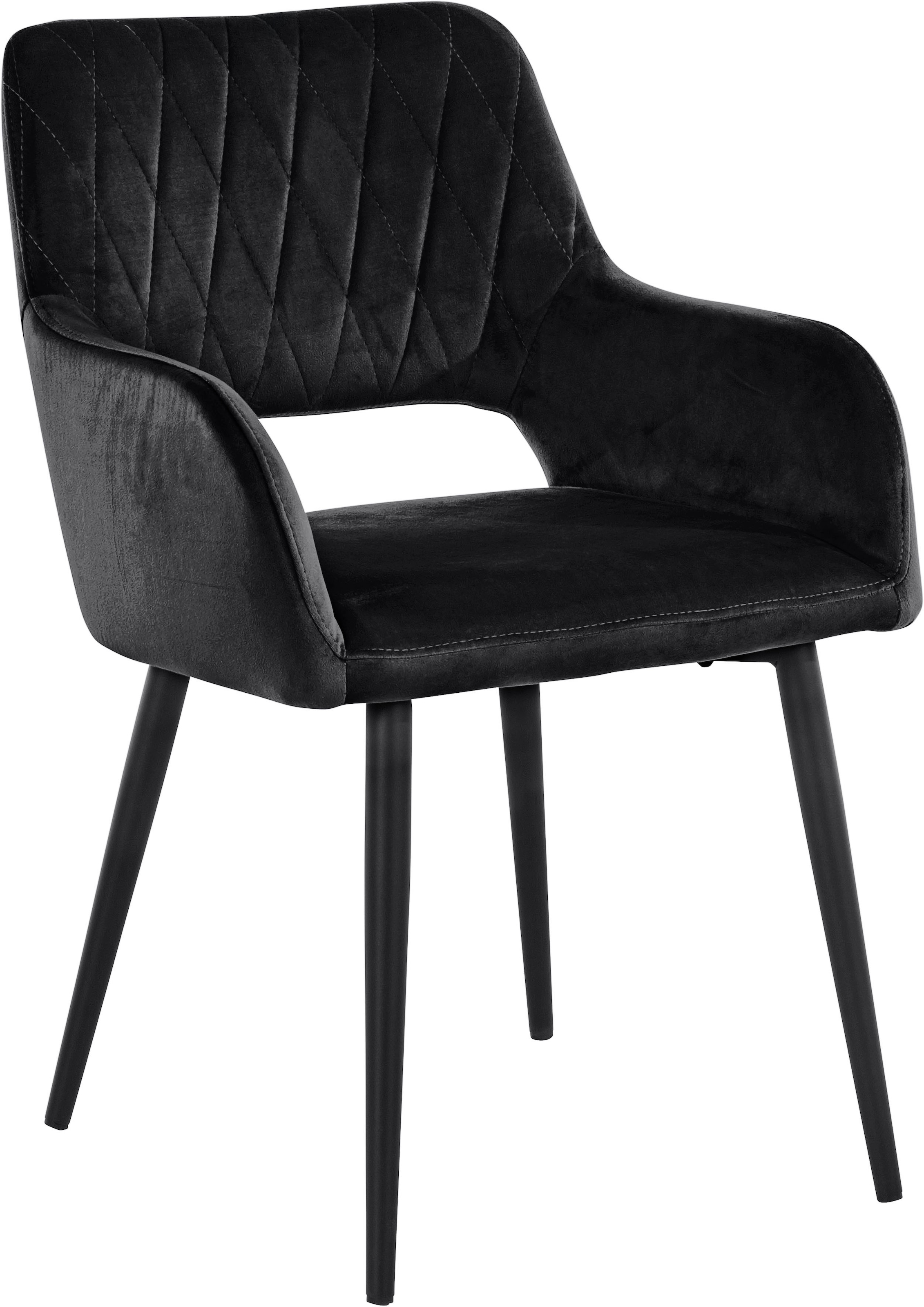 Leonique Esszimmerstuhl »Franca« (Set) 2 Stk.Sitz in Samtvelours, Rückenlehne mit Rautensteppung, Sitzhöhe 48 cm