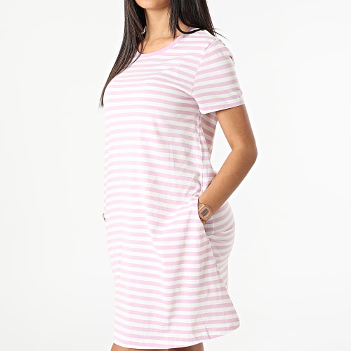 Robe Tee Shirt Femme Pocket Stripe Rose