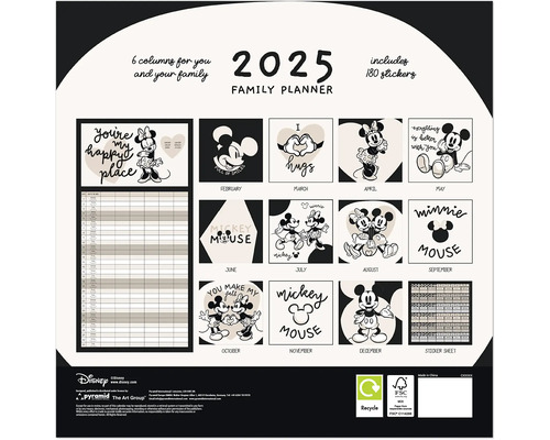 Familieplanner Mickey & Friends 6 kolommen 2025 30x30 cm