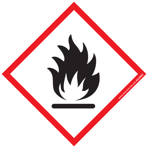 Lot d'étiquettes GHS02 - Matières Inflammables - Vinyle - ISO 7010