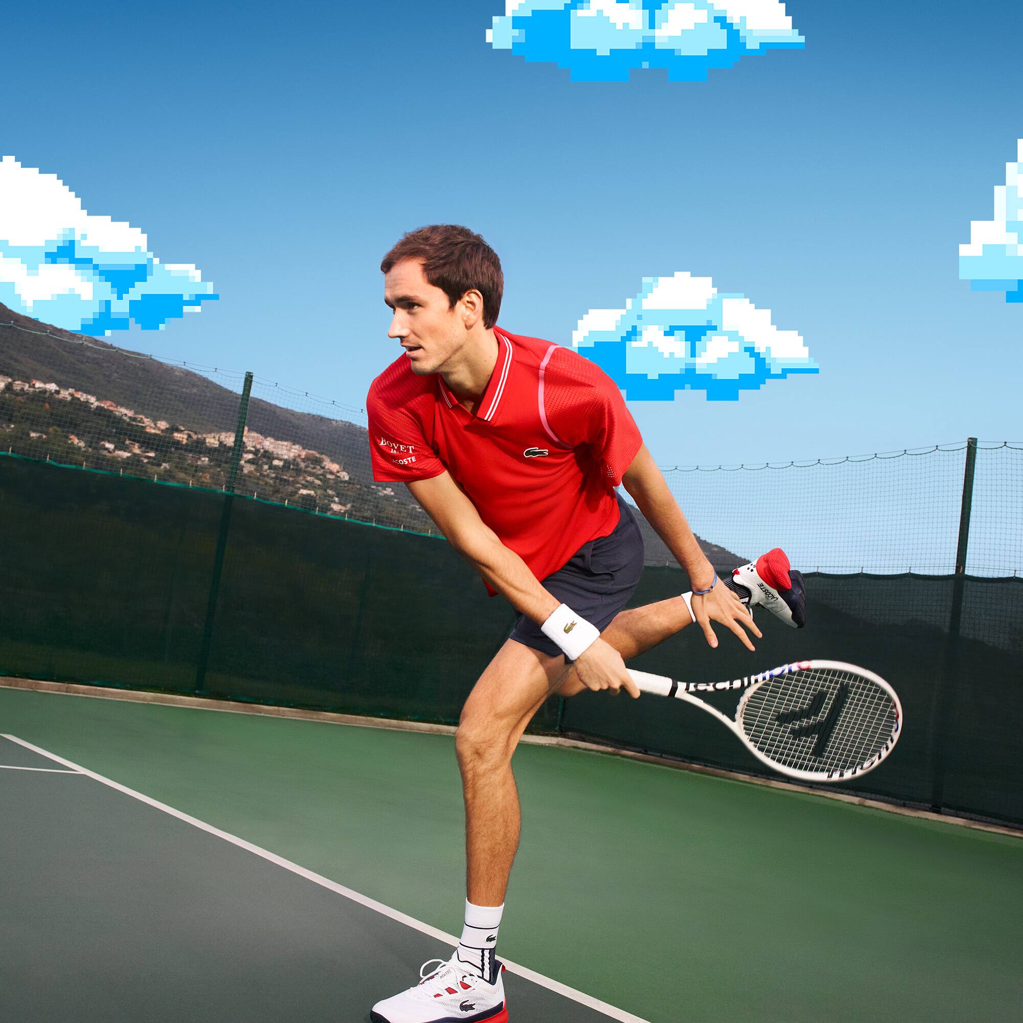 Polo homme Lacoste Tennis x Daniil Medvedev Manches Courtes - Rouge - Lacoste - Homme