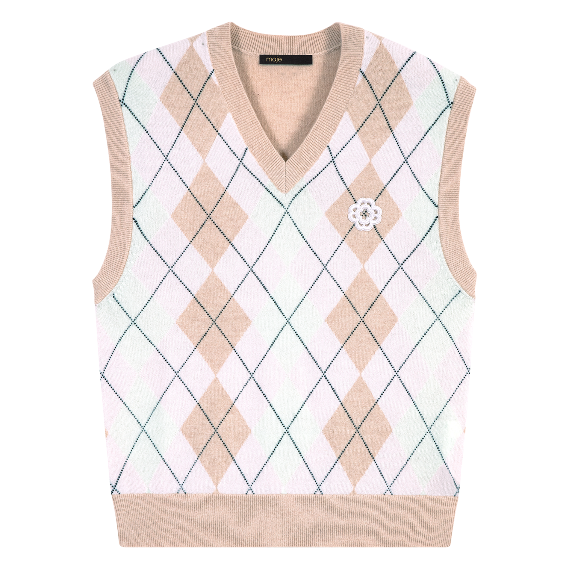 Pull sans manches en laine mélangée | Beige