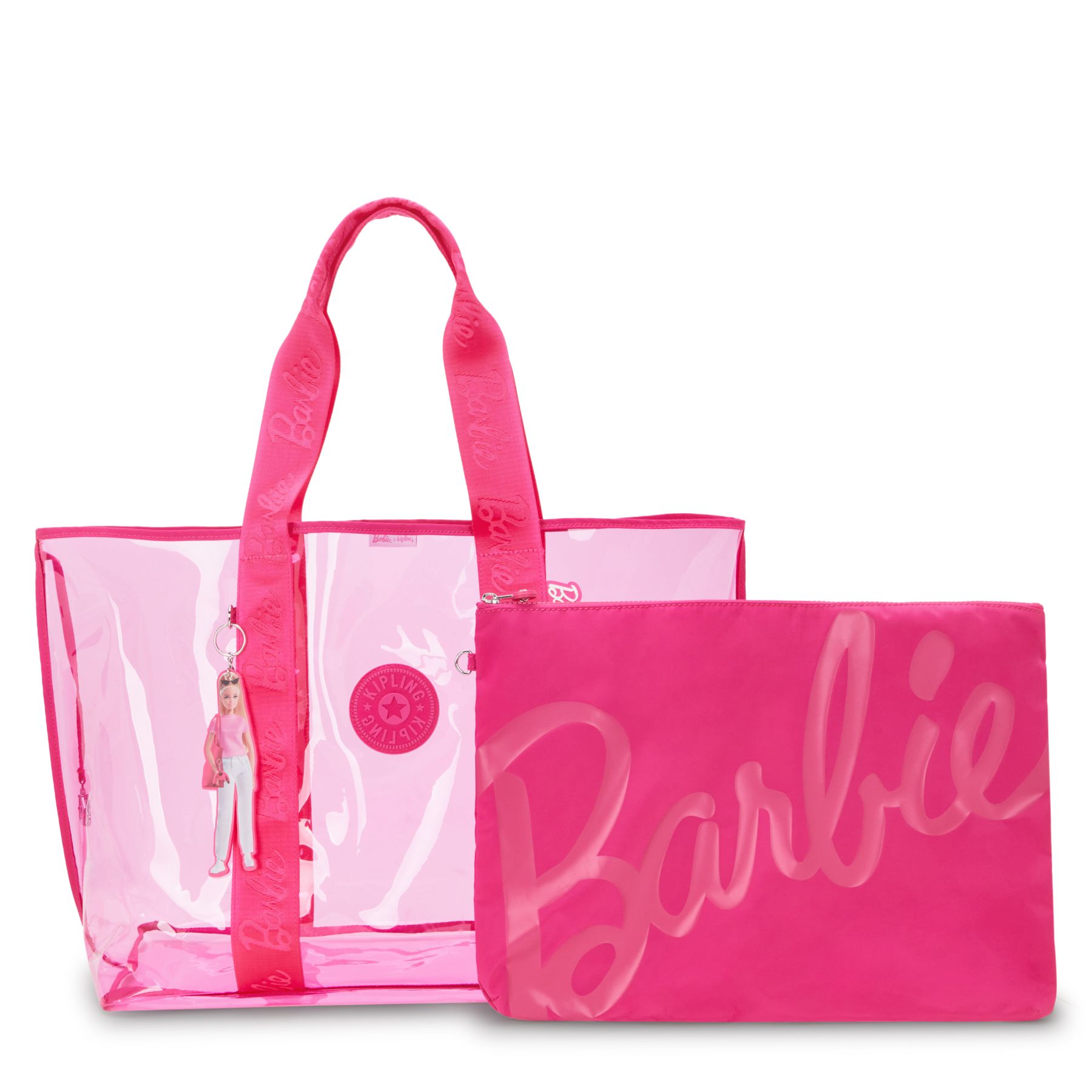 JACEY XL Grand sac fourre-tout transparent Barbie™ avec pochette intérieure zippée - Power Pink Transpant