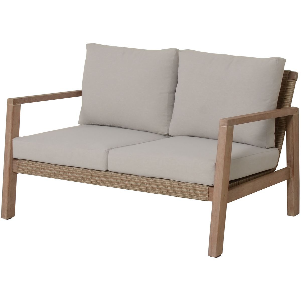 4-teiliges Lounge-Set SAN MATEO - braun-beige - Eukalyptusholz