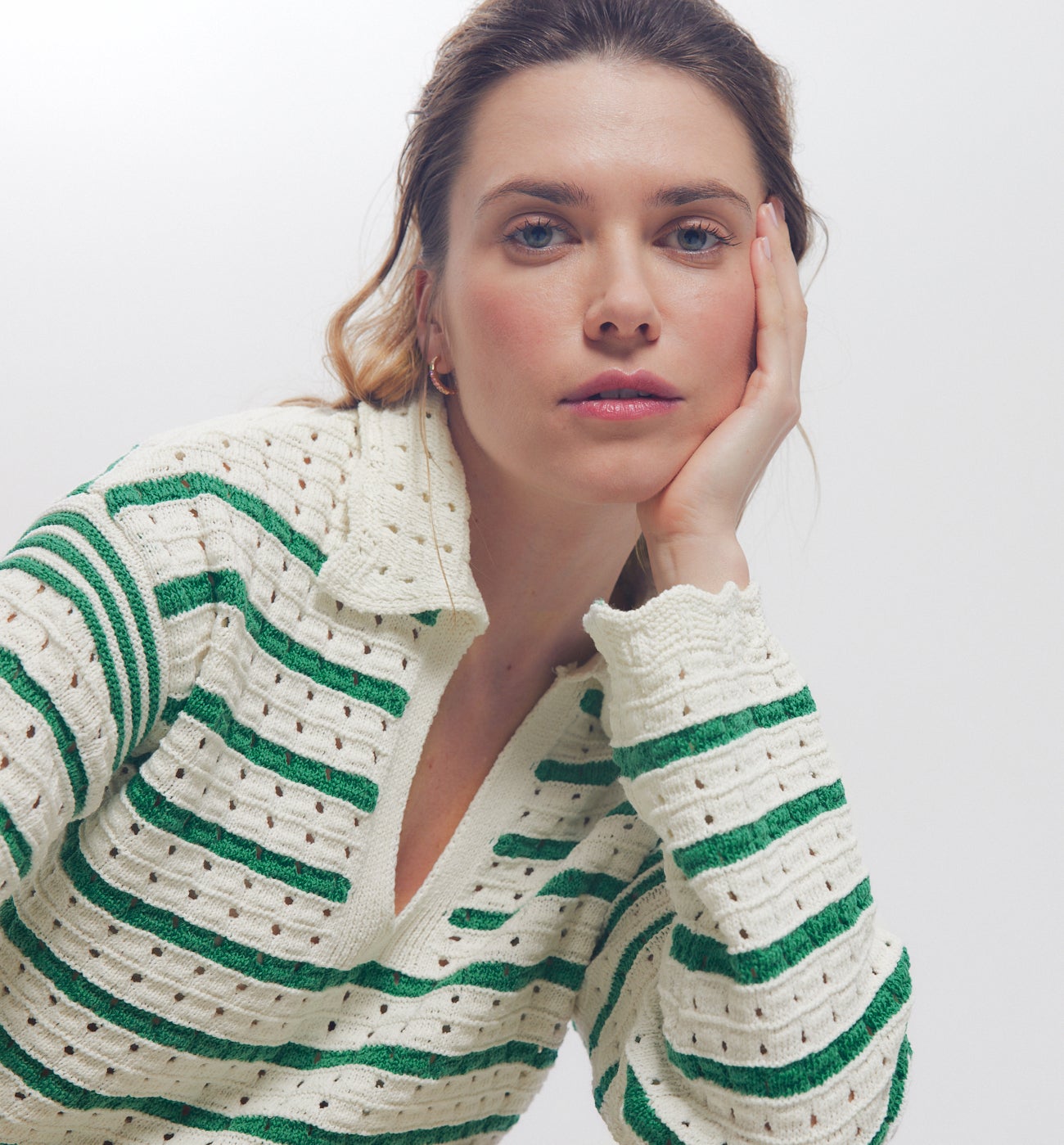 Pull marin rayé Femme - Rayé vert