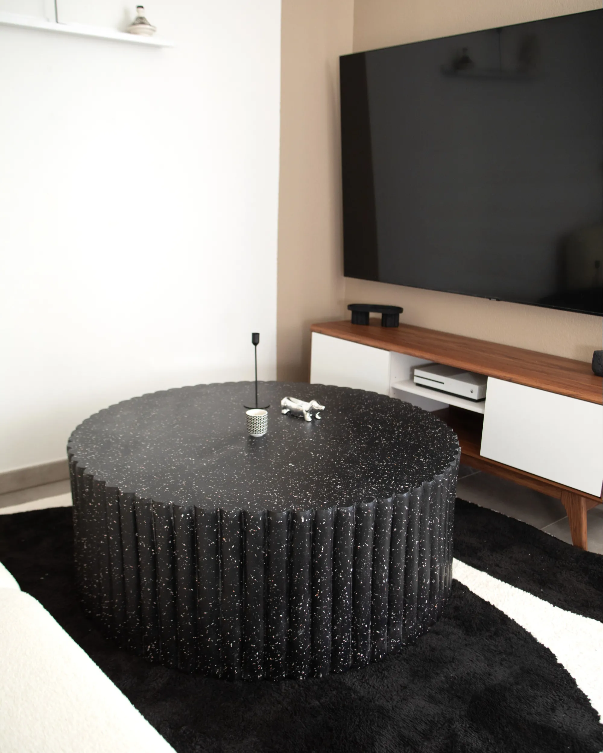 Salontafel POZZA II 106 cm 106 cm Terrazzo-effect Zwart terrazzo