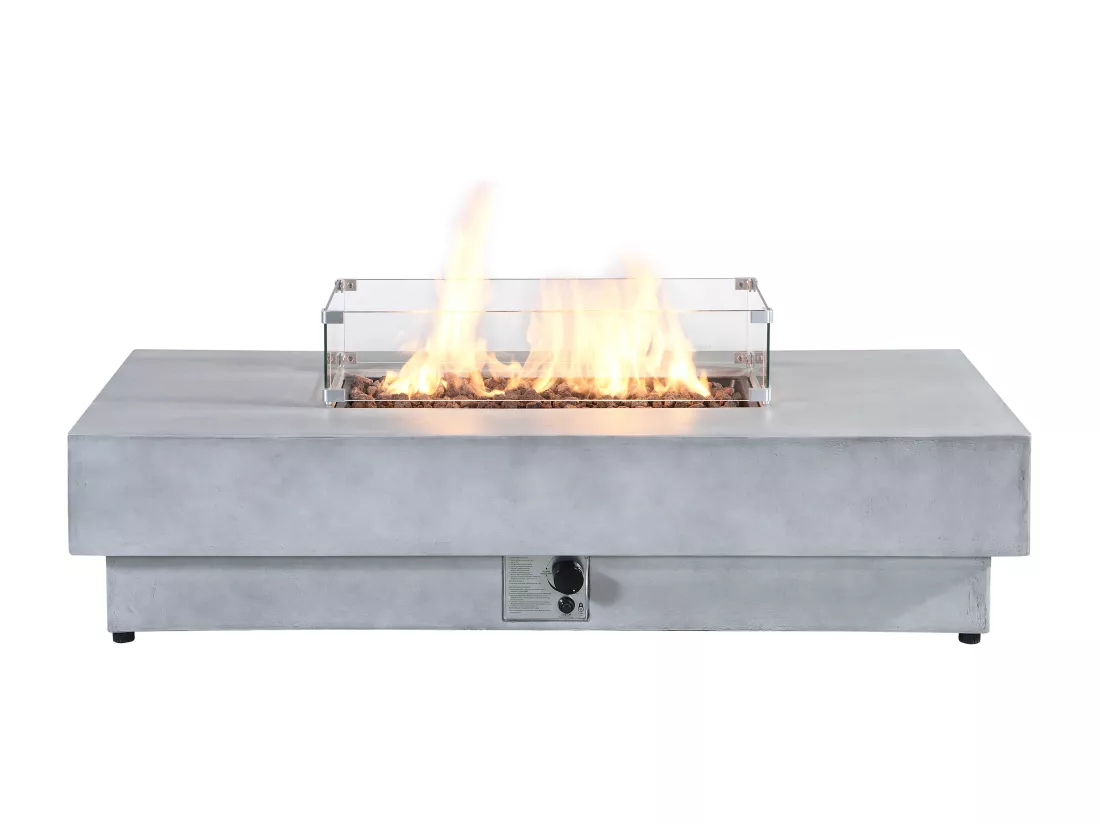 Table braséro rectangulaire au gaz en MGO effet béton – Foyer carré - SEROZA