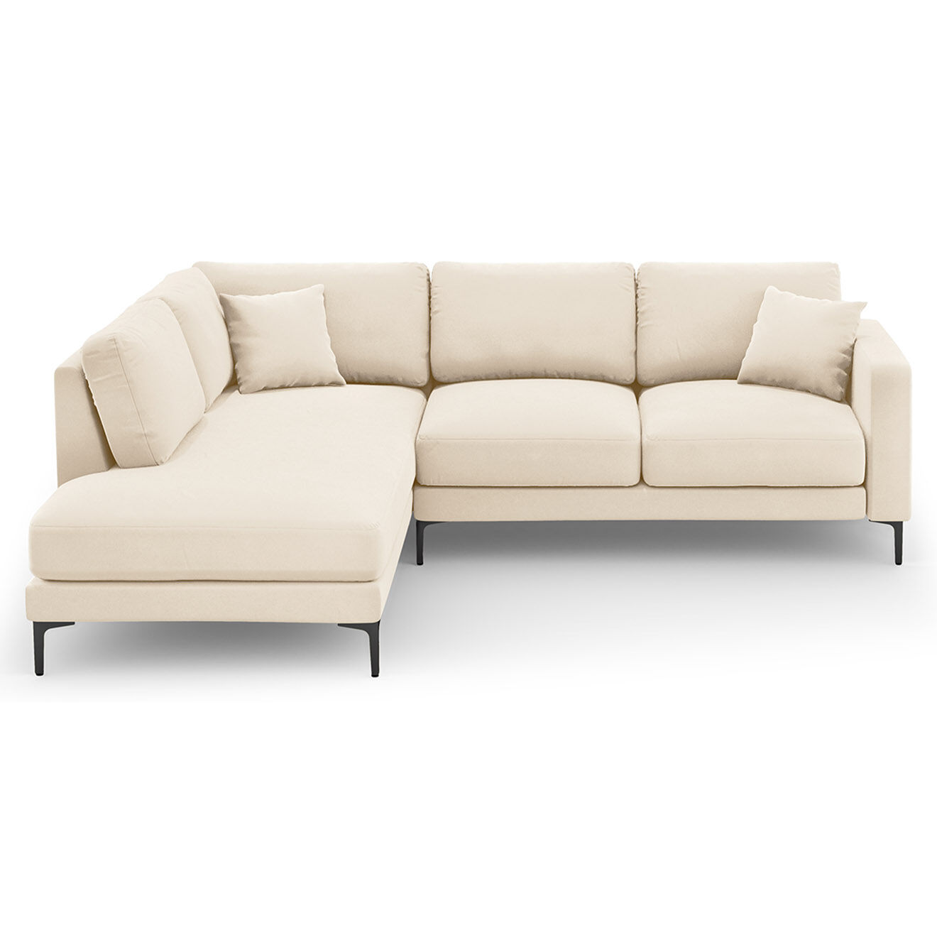 Mazzini Sofas Canapé d'angle Gauche Velours Venus 5 Places beige clair - 254x185x90 cm