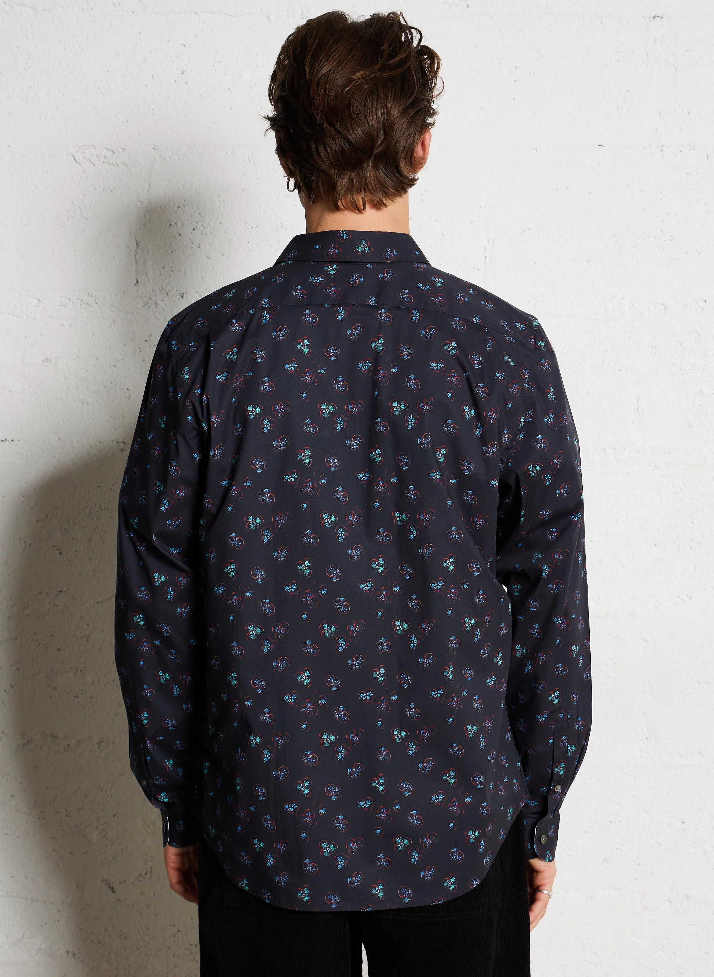 Chemise col classique en coton bio mélangé | Noir