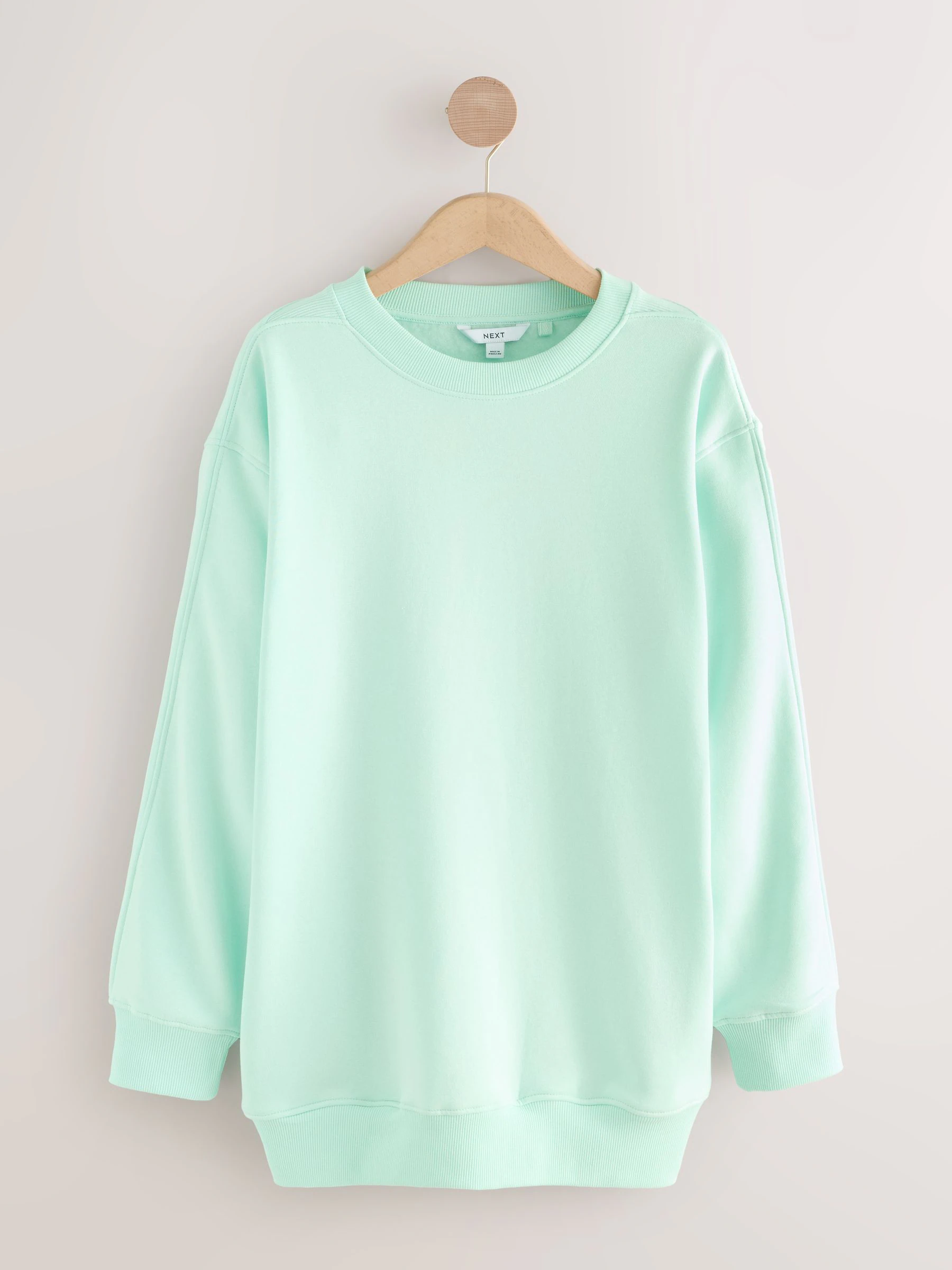 Aquablauw - Essentials sweatshirt met relaxte pasvorm, lange snit en zakken
