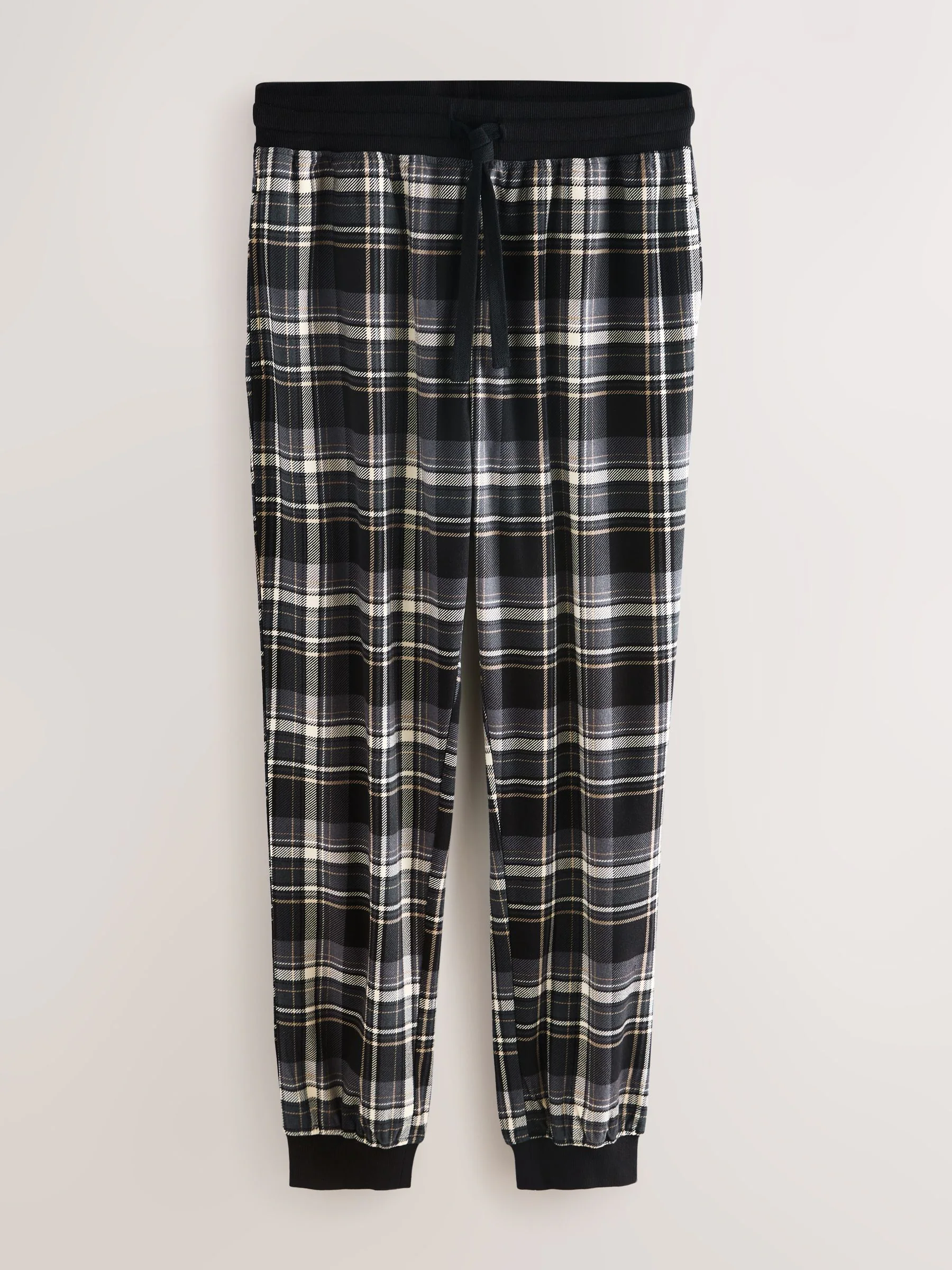 Zwarte ruit - Motionflex - Behaaglijke pyjama met lange mouwen en boorden