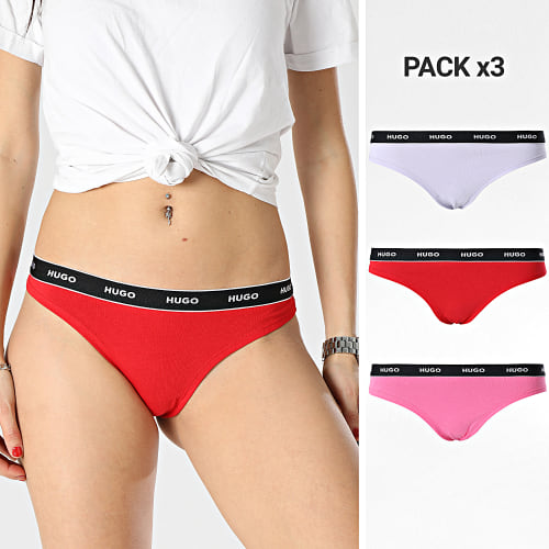 Lot De 3 Strings Femme 50480150 Rose Rouge Lavande