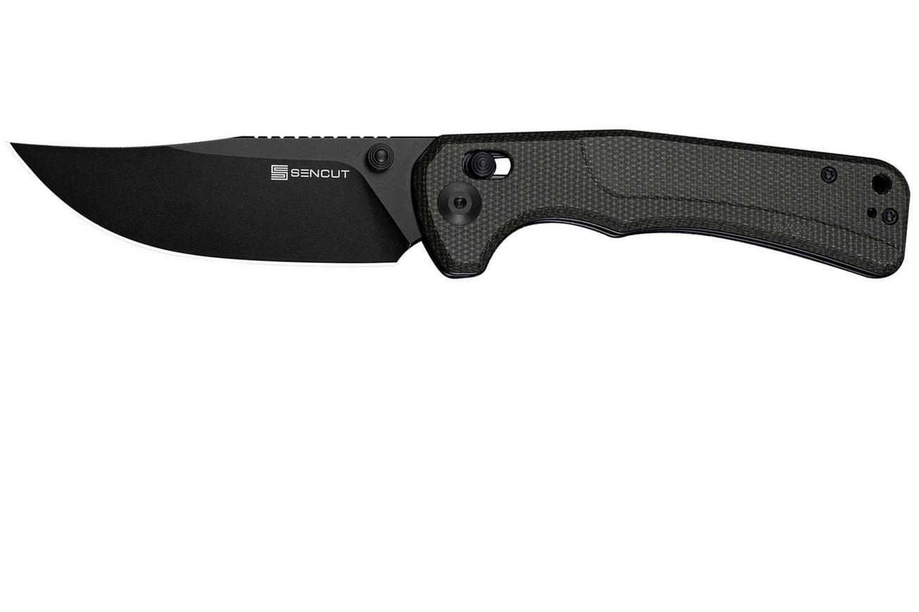 SENCUT Slybolt S25001A-1 Black 9Cr18MoV, Dark Green Micarta, zakmes