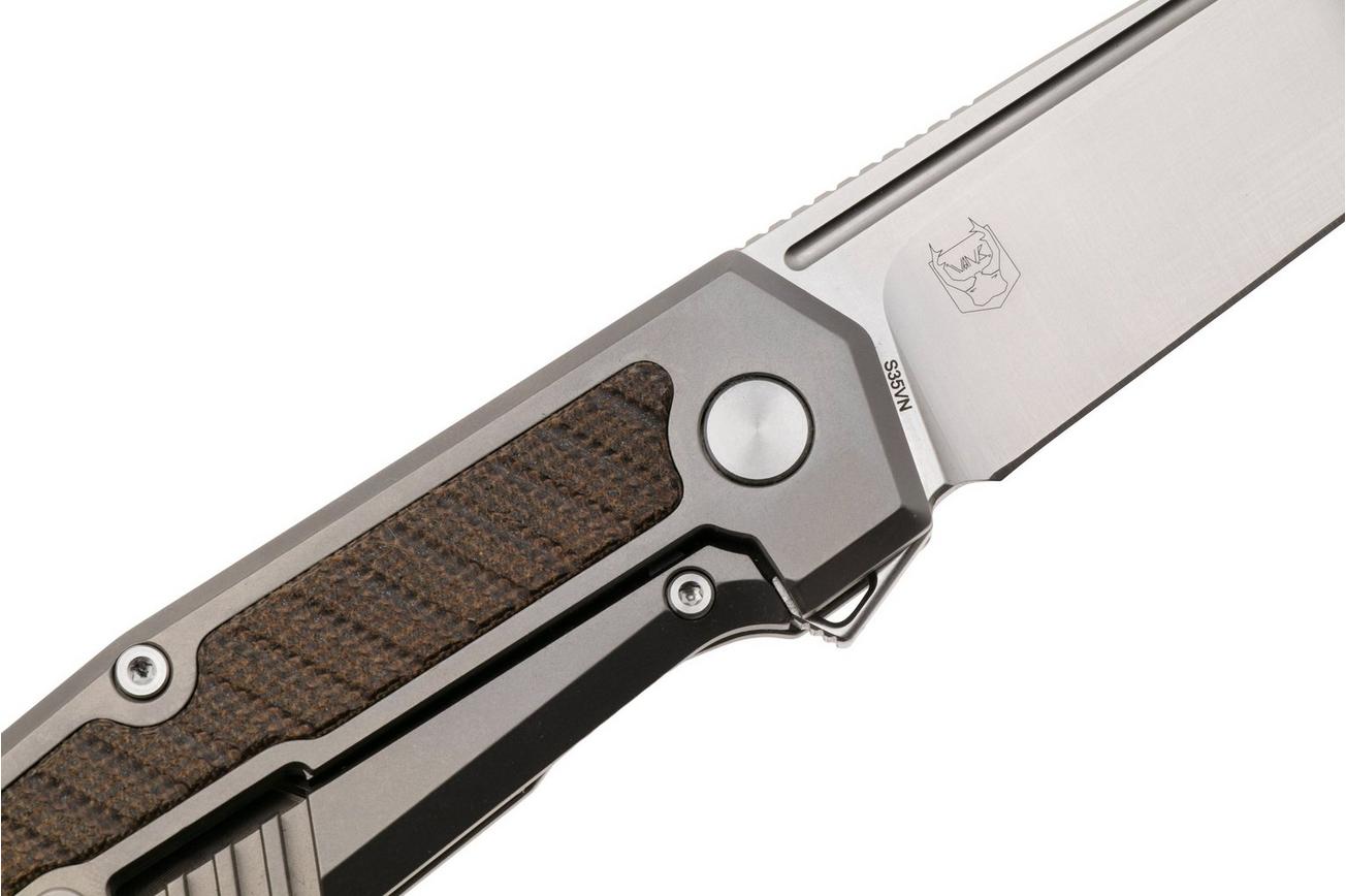 Real Steel Rokot Premium 7645G Satin S35VN, Titanium Green Micarta Inlay, zakmes