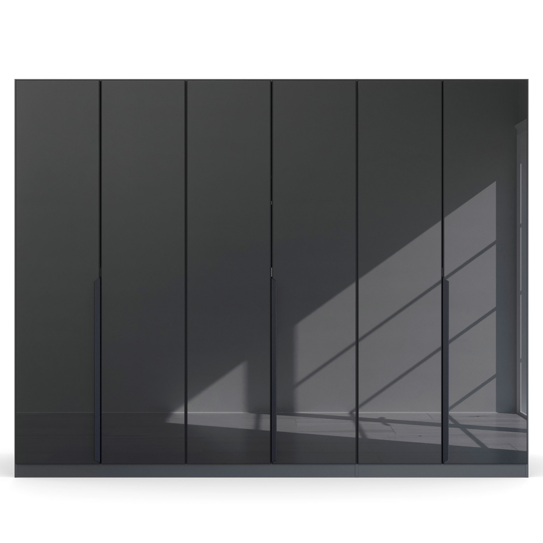 Drehtürenschrank - Glas Basalt - grau metallic - 271 cm