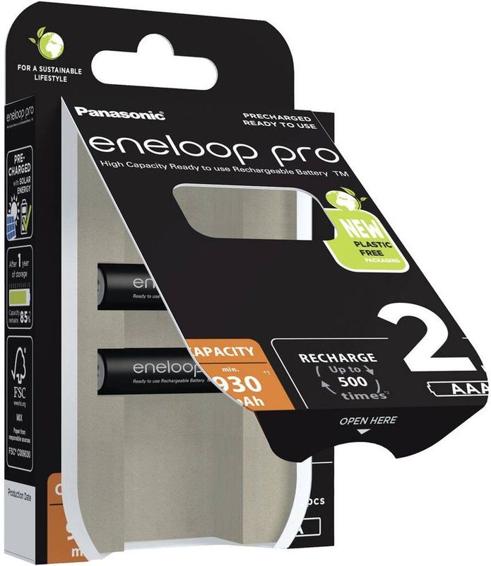 Panasonic eneloop pro AAA/Micro NiMH-batterij (2 stuks), oplaadbare batterij