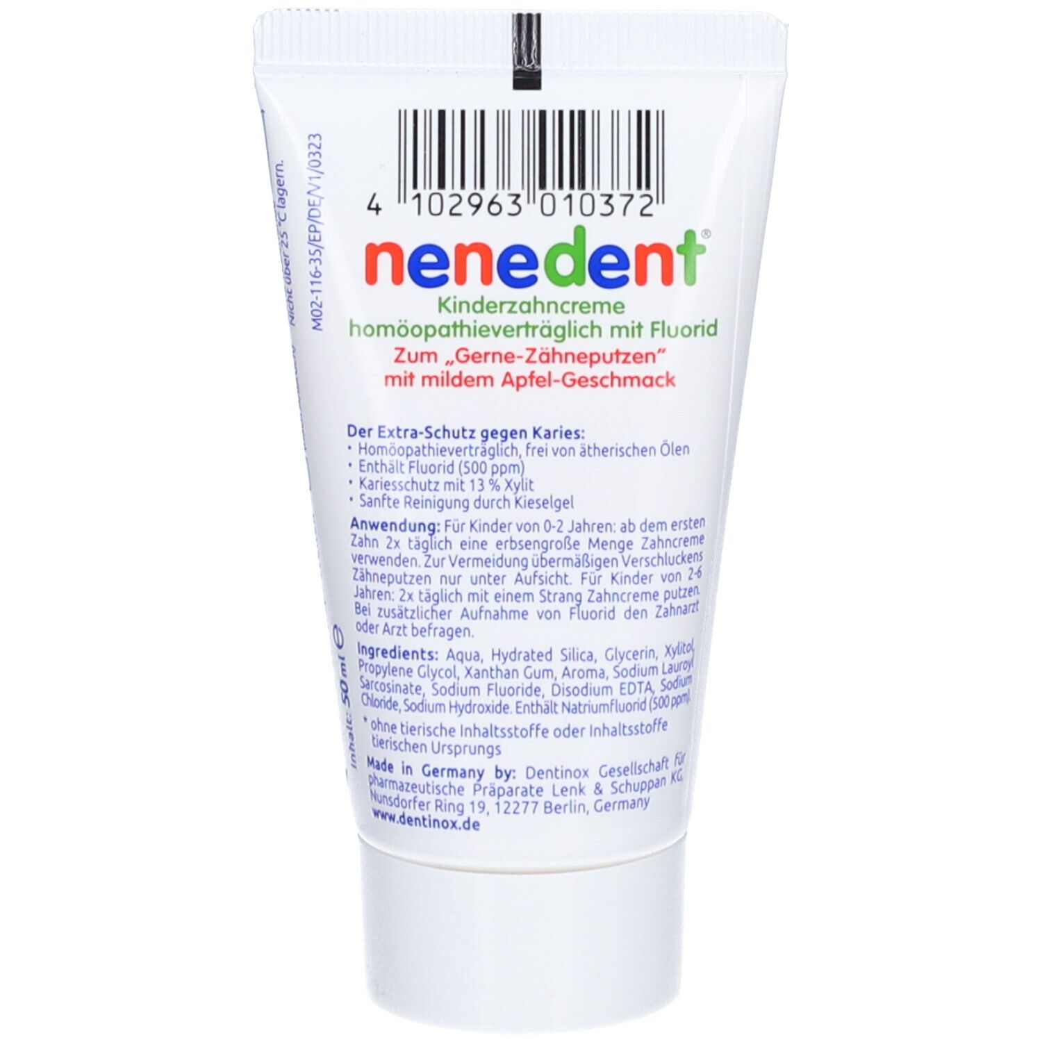 nenedent® Kinderzahncreme homöopathieverträglich mit Fluorid