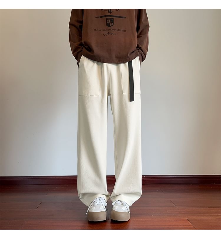 Drawouf - Broek met elastische taille en rechte pijpen en gespen