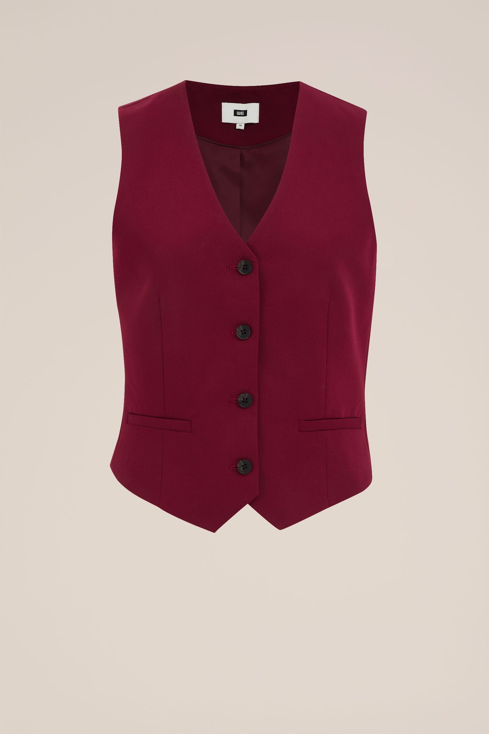 getailleerde gilet WE Fashion Donkerrood