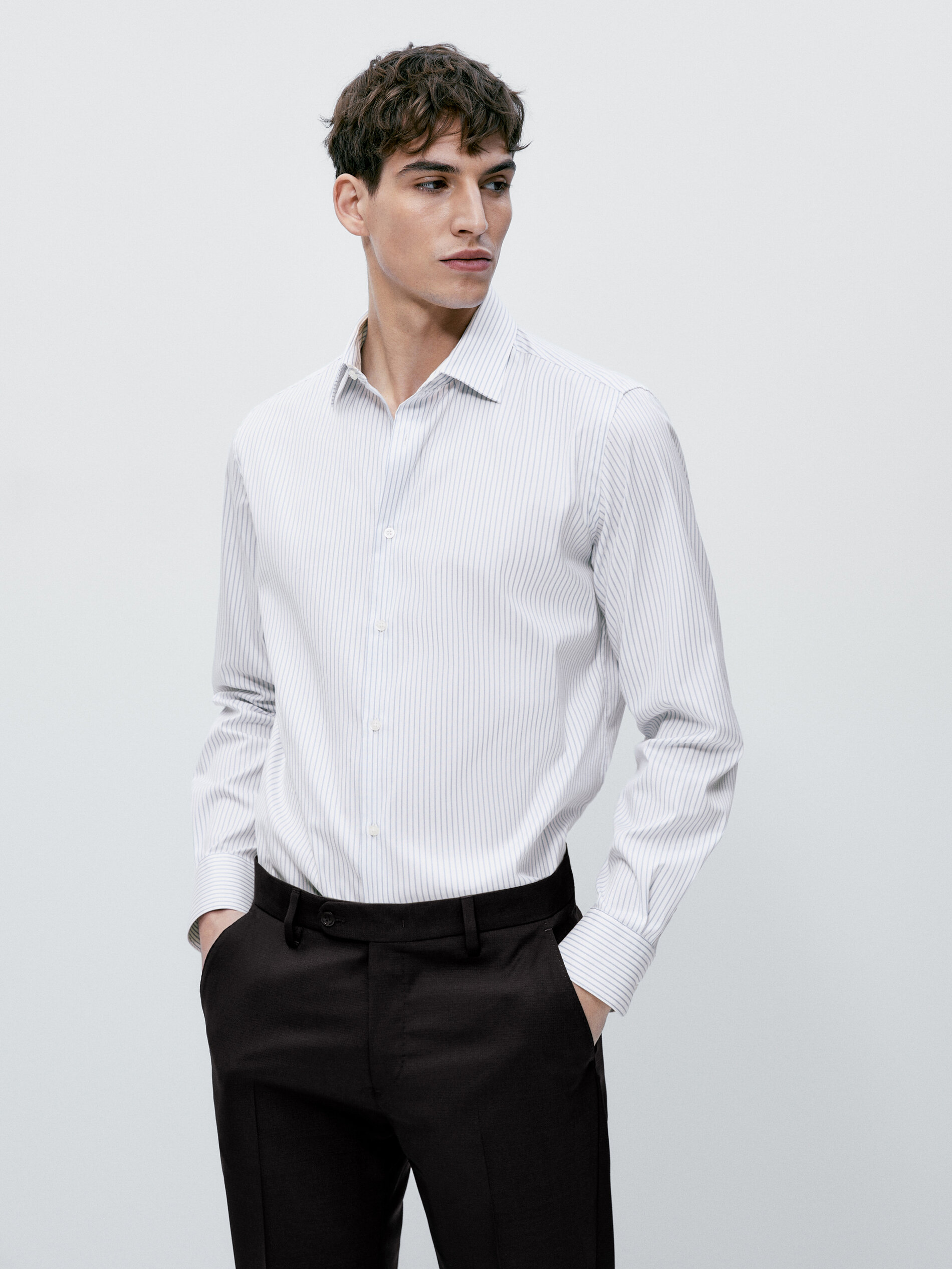 Camisa raias pinpoint easy iron slim fit - BLANCO
