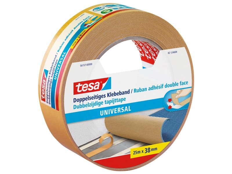 tesa Doppelseitiges Klebeband Universal, 25 m x 38 mm Doppelseitiges Klebeband für einen sicheren und permanenten Halt