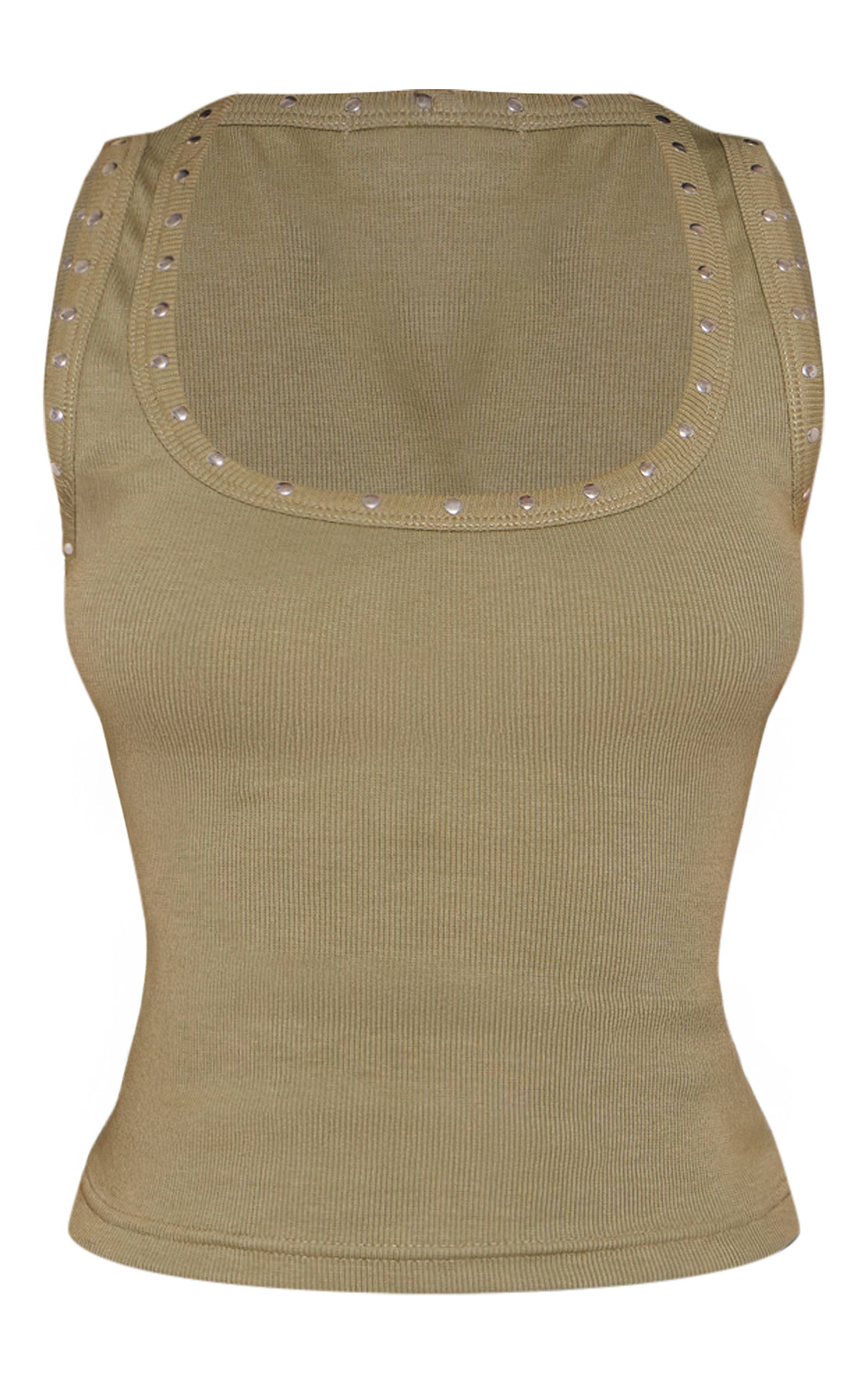 Vert Olive Débardeur Petite À Détails Cloutés