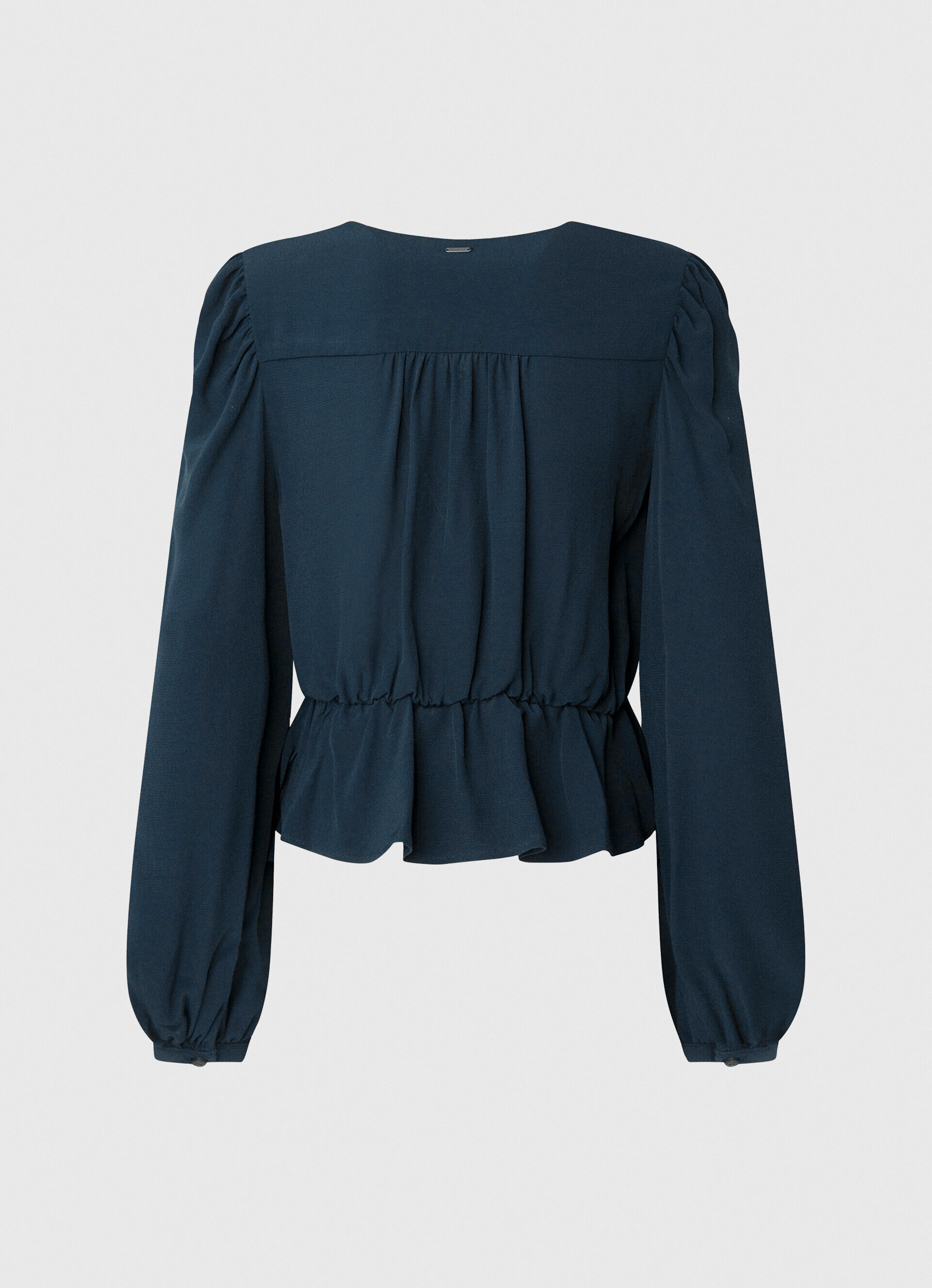 Blusa cropped com decote em V - azul dulwich