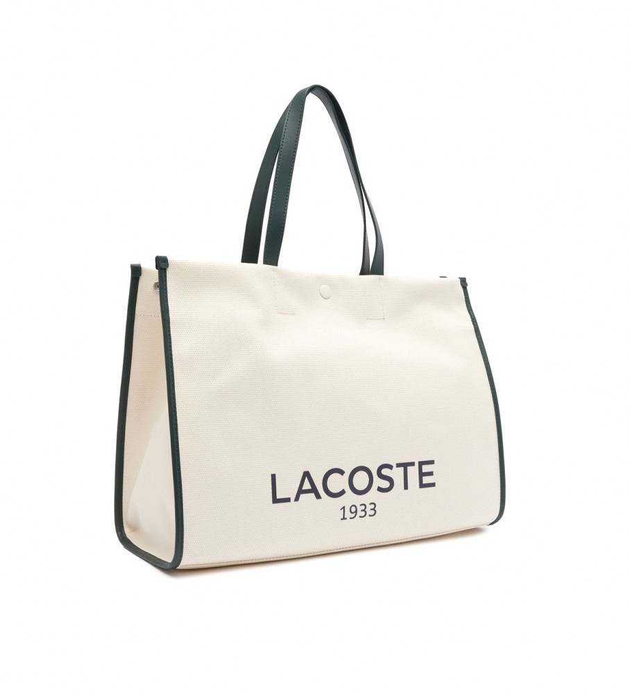 Bolsa tote Lacoste com logotipo bege contrastante
