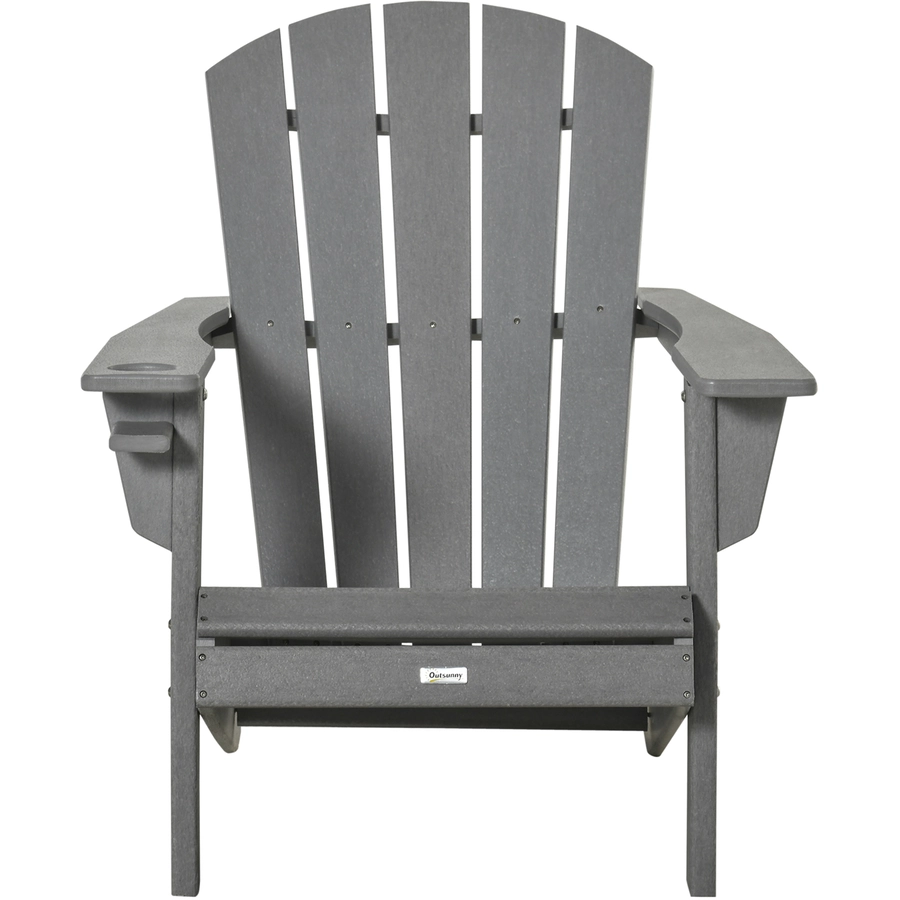 Outsunny Gartenstuhl mit Becherhalter grau