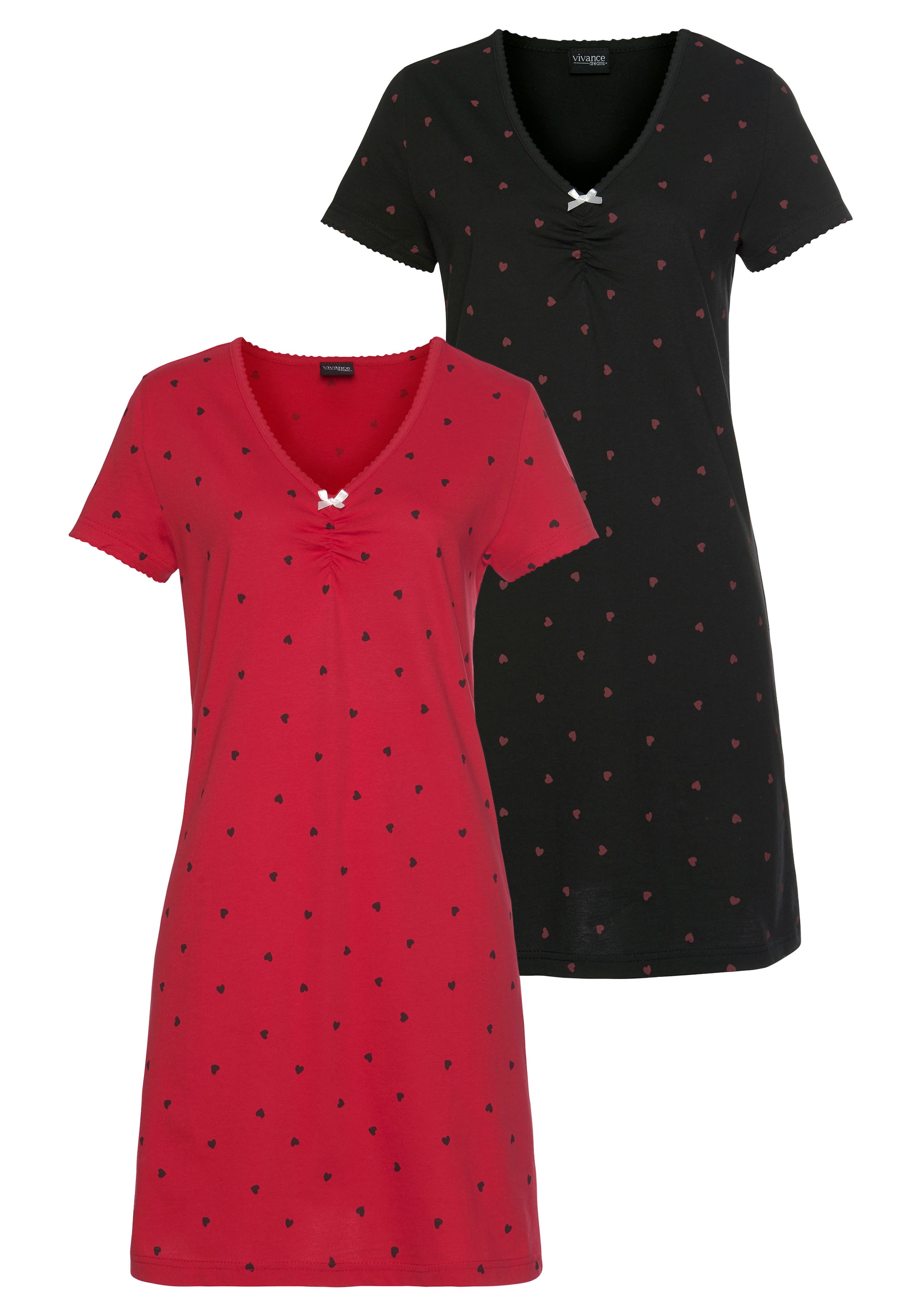 Vivance Dreams Nachthemd 2er-Pack,  mit Herzchenprint