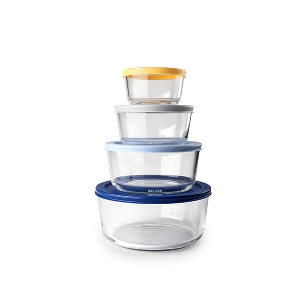 Set de 4 boîtes rondes en verre Ibili