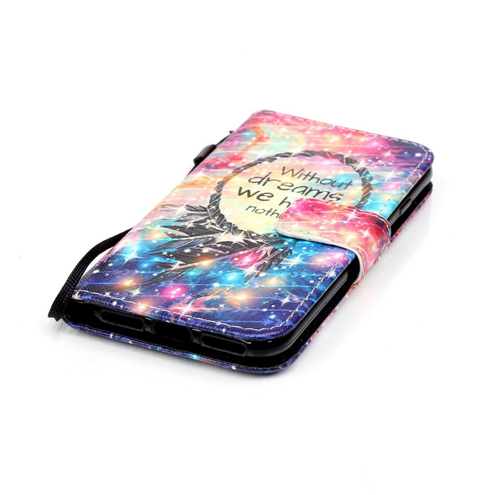 iPhone SE (2022/2020) / 8 / 7 Leder Tasche mit Kartenfach   Trageschlaufe - Without Dreams We Have Nothing
