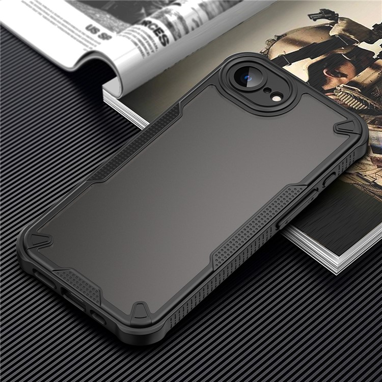 iPhone 16e Hybrid Bumper Hülle mit Air Cushion Fallschutz   Kameraschutz - Schwarz / Transparent (Matt)