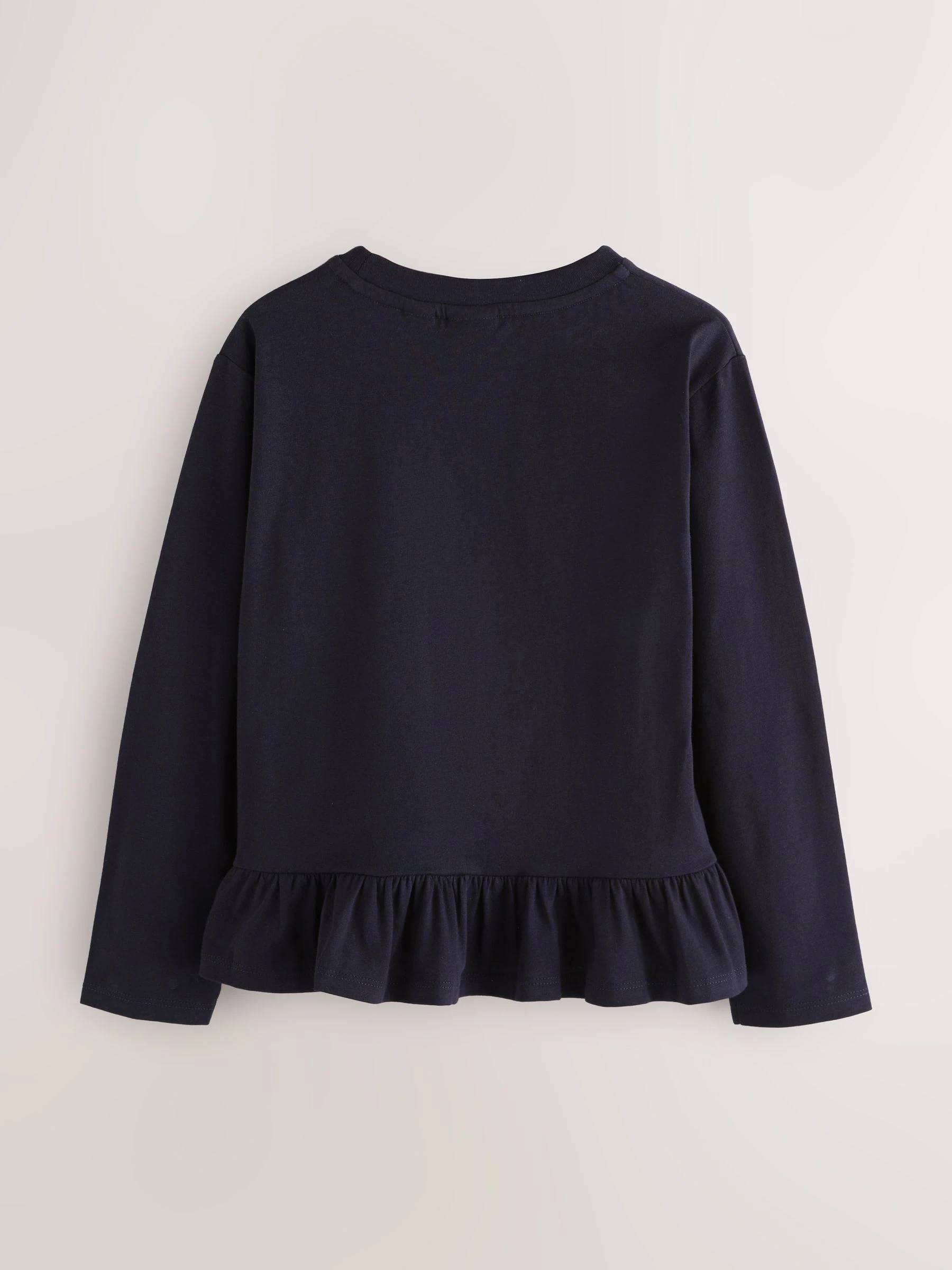 Baker by Ted Baker T-shirts met grafische print en ruches, lange mouwen, verpakking van 3