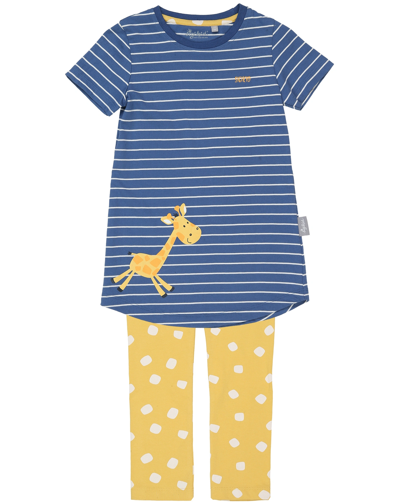 Schlafanzug GIRAFFE lang in blau/gelb