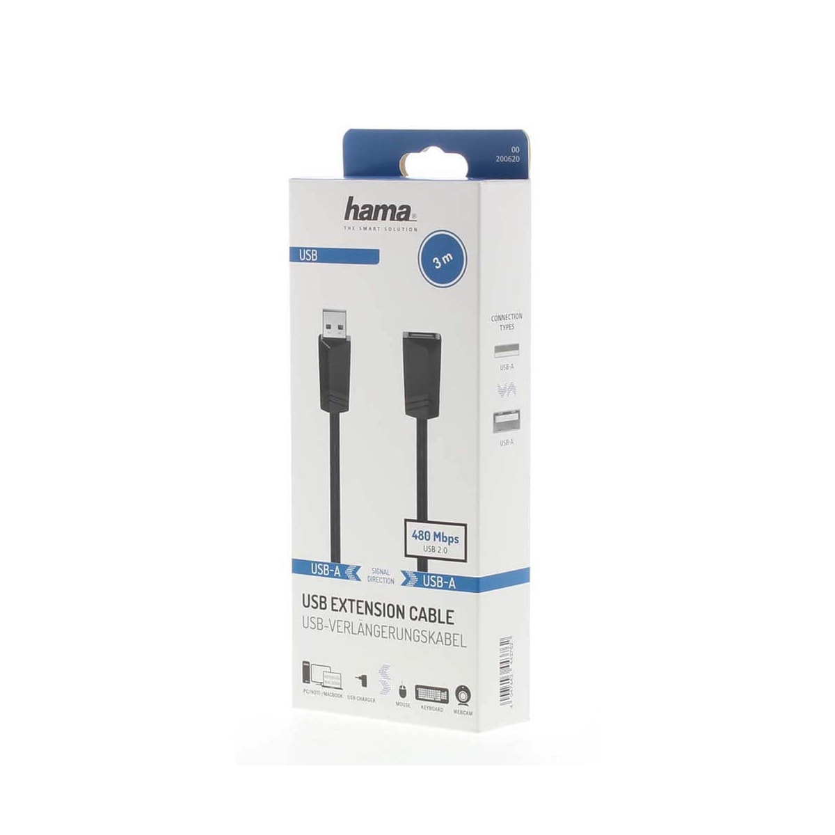 HAMA USB Forlengelseskabel 480 Mbit/s 3,0m Svart