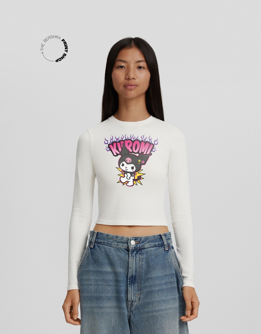 Camiseta de manga comprida com estampa Kuromi