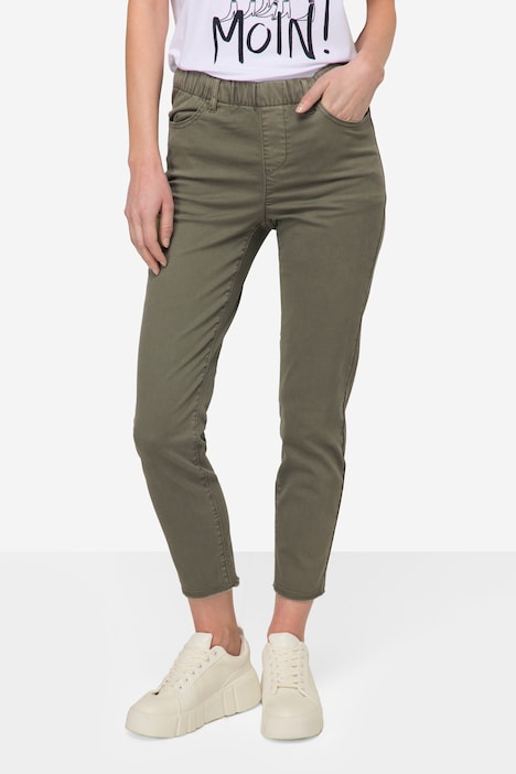 7/8-Slimhose, schmale Passform, 4-Pocket, Fransensaum, mit recyceltem Polyester