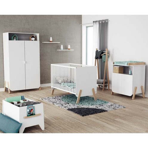 Armoire PIRATE Blanc et Hêtre - AT4