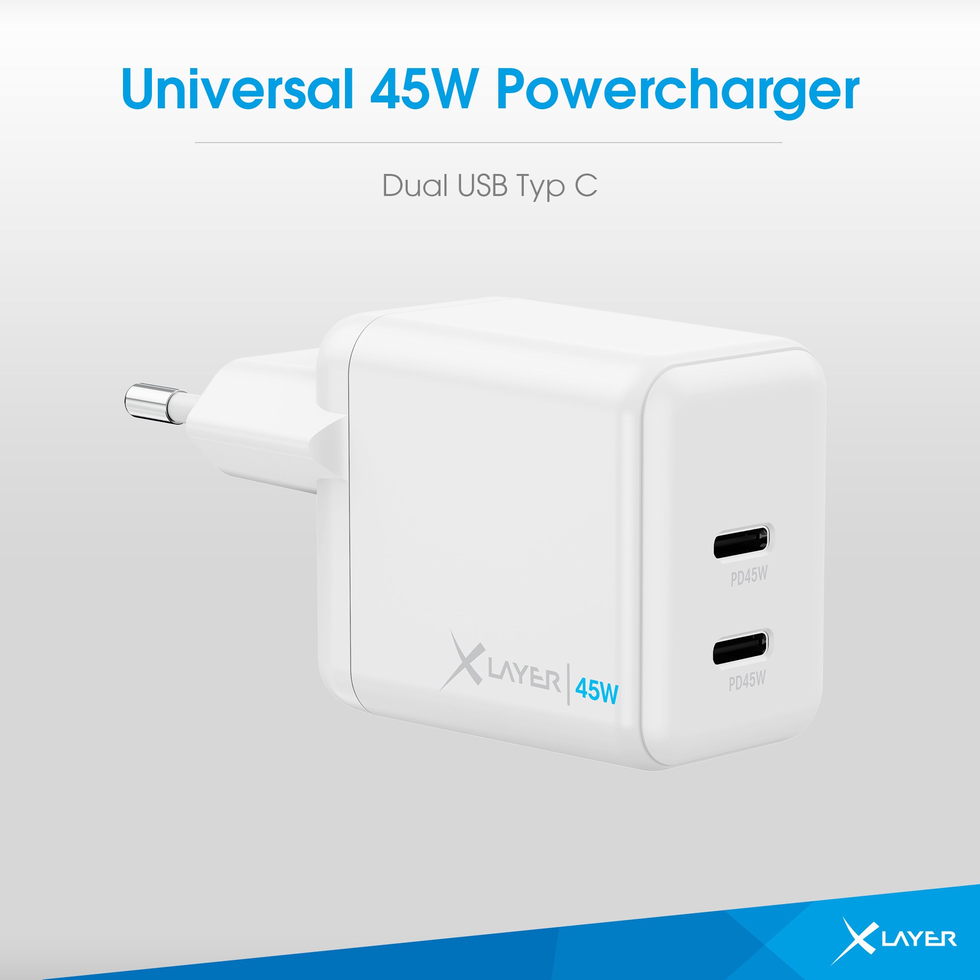 Xlayer CHARGER Ladegerät Universal 45W Powercharger USB Typ C & USB Typ CNetzteil