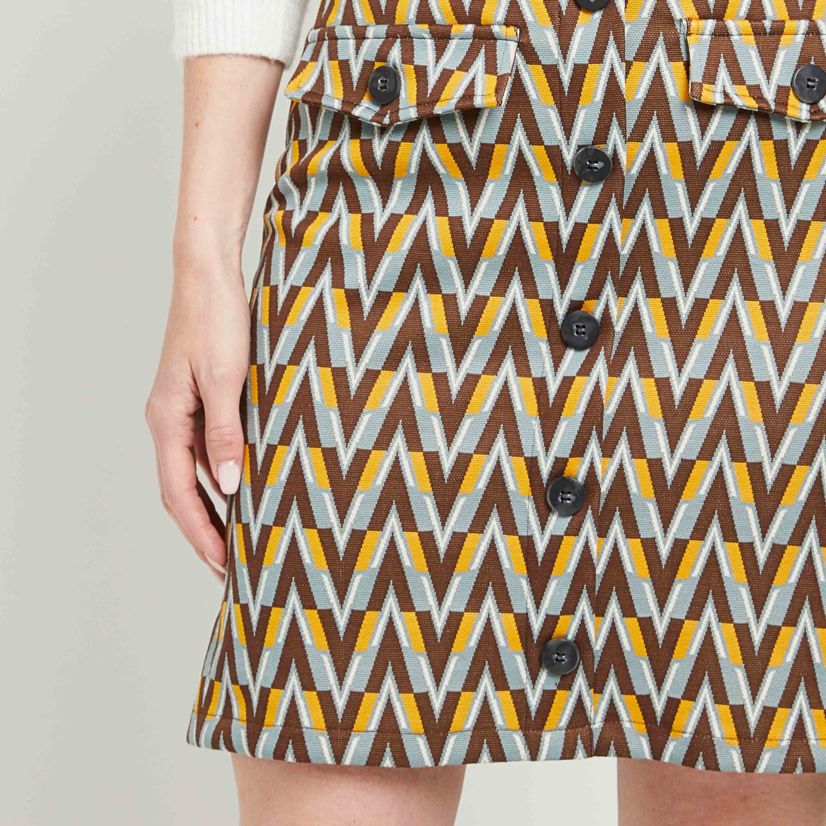 Jupe boutonnée jacquard femme - IMPRIME