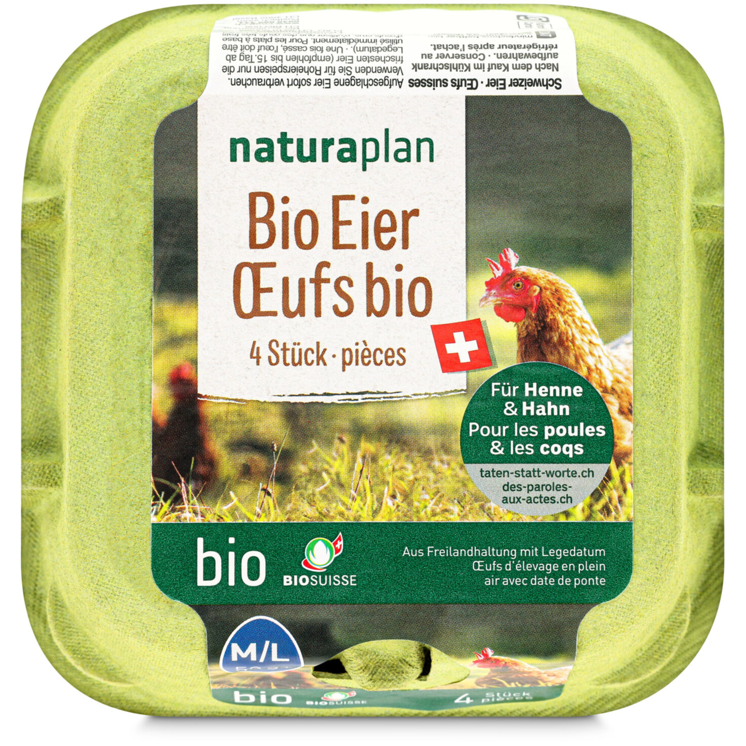 Naturaplan Bio Eier aus Freilandhaltung 53g+ 4 Stück