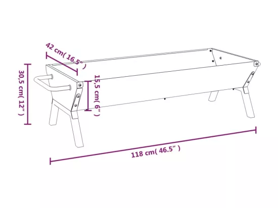 Plateau pour barbecue Argenté 118x42x30,5 cm Acier inoxydable