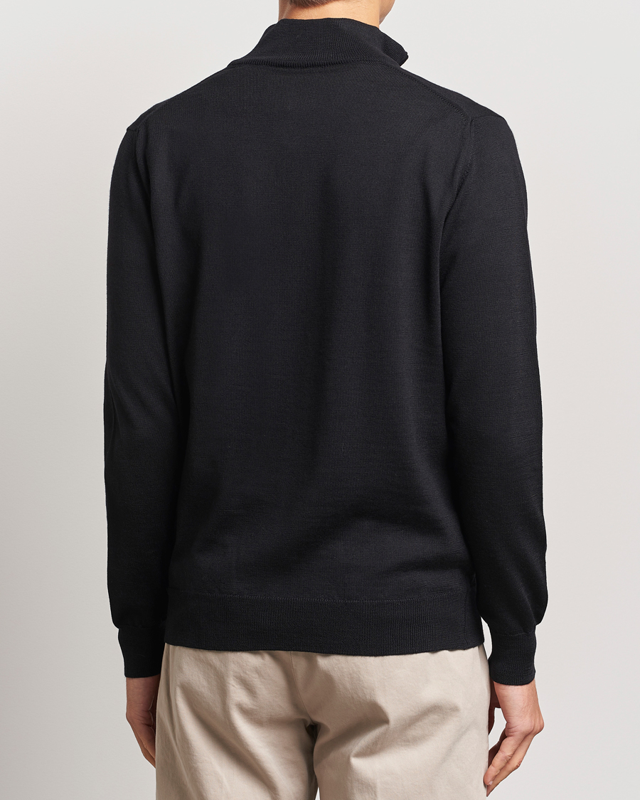Morgano Extra Fine Merino Wool Half-Zip Black