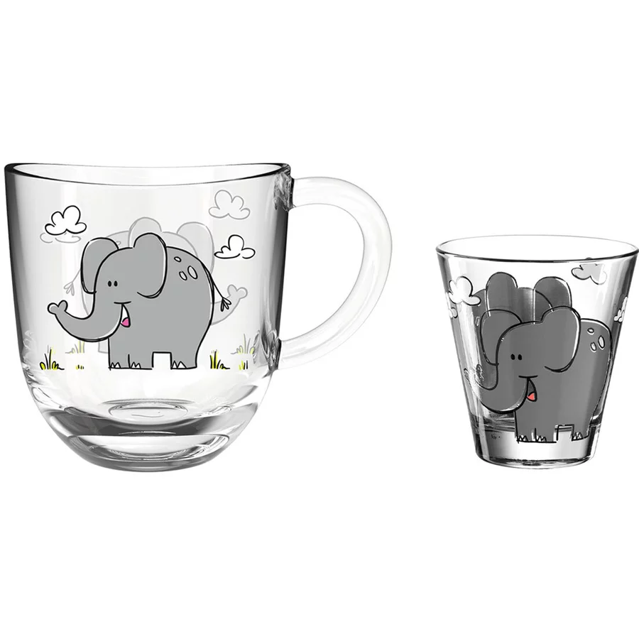 Leonardo Kindertasse und Trinkglas Bambini 2er Set grau