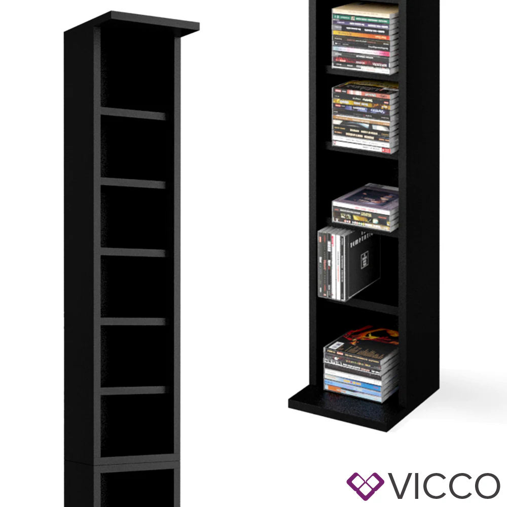 VICCO CD Regal DVD Ständer Schwarz Wandregal Hängeregal Bücherregal Büroregal