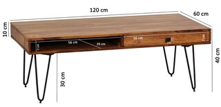 Couchtisch 120 x 60 cm Sheesham