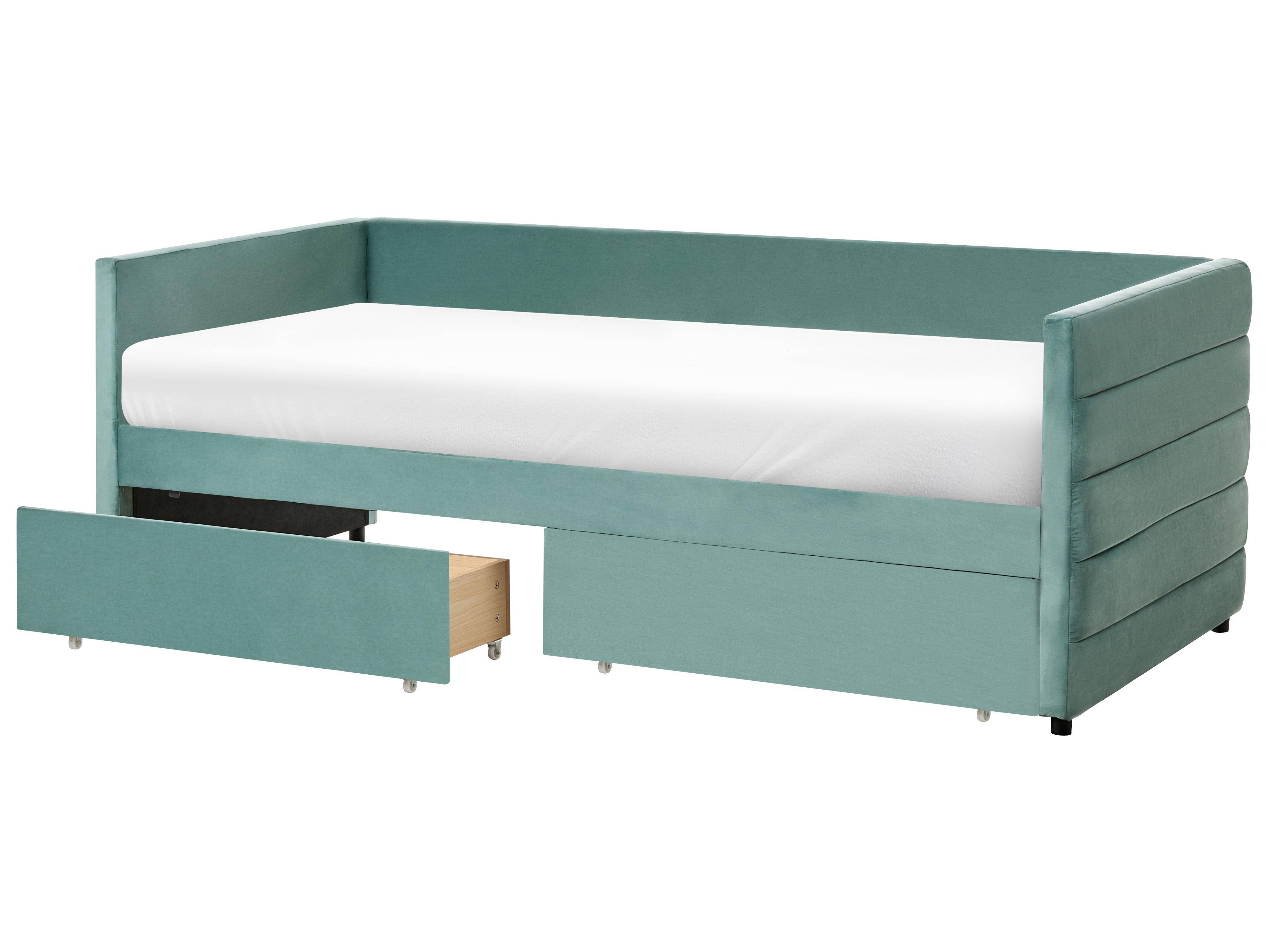 Bedbank met opbergruimte Fluweel MARRAY 90 x 200 cm Mintgroen
