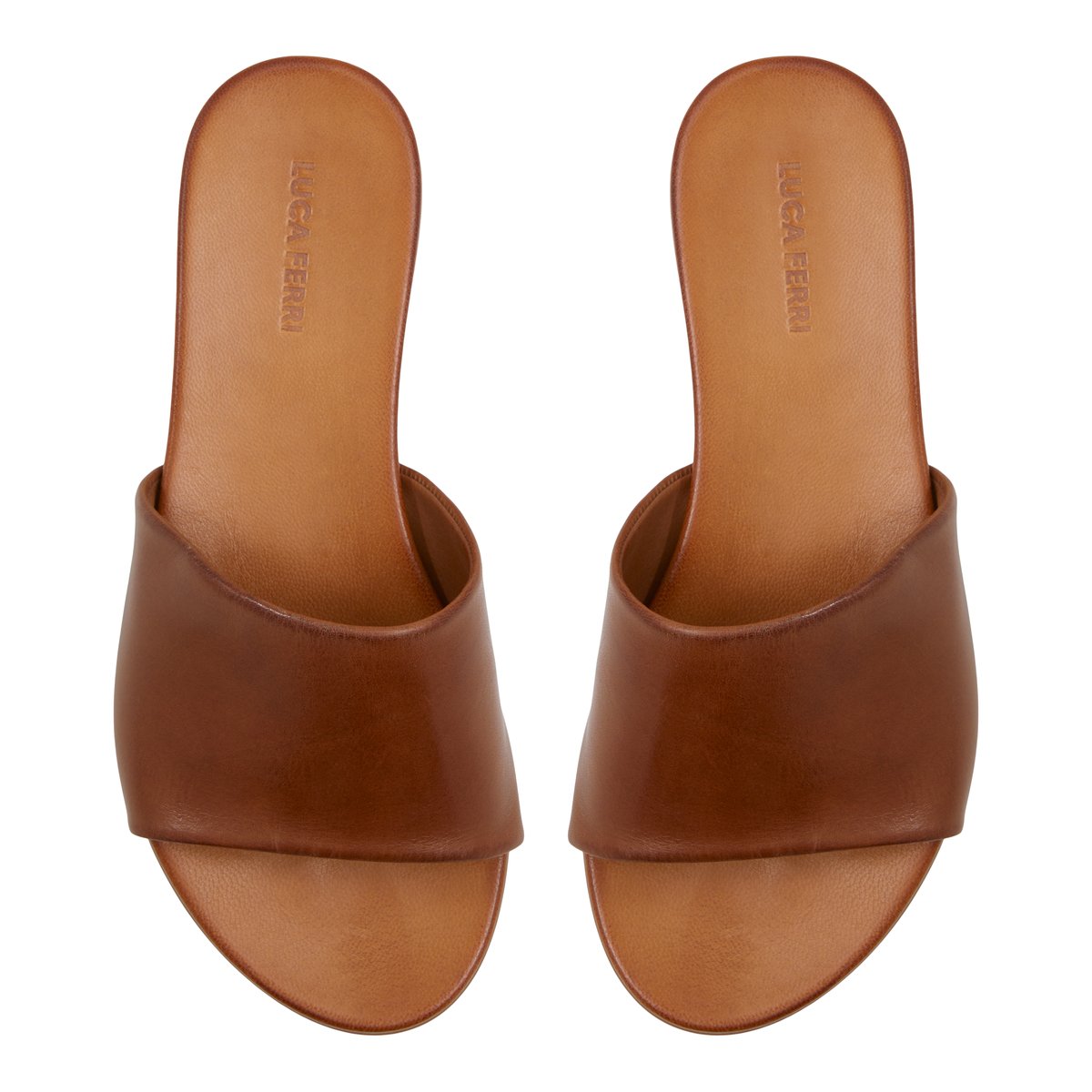 LUCA FERRI-Meralendar-Sandales à glissière - Talon plat - Cognac