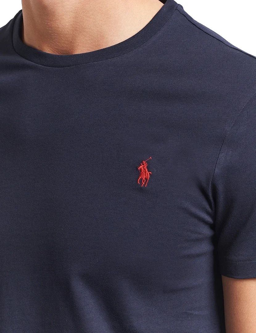 Navy Slim Fit T-Shirt Red Logo